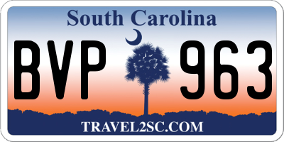 SC license plate BVP963