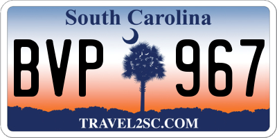 SC license plate BVP967