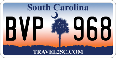 SC license plate BVP968
