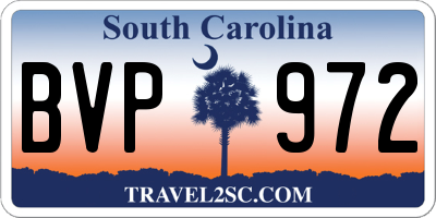 SC license plate BVP972