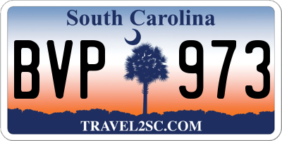 SC license plate BVP973