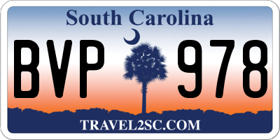 SC license plate BVP978