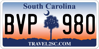 SC license plate BVP980
