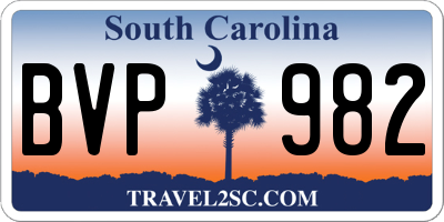 SC license plate BVP982
