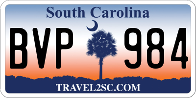 SC license plate BVP984