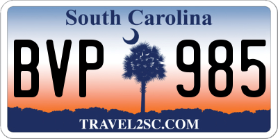 SC license plate BVP985