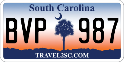 SC license plate BVP987