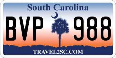 SC license plate BVP988