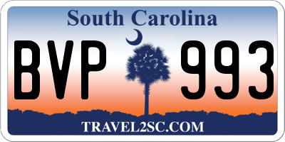 SC license plate BVP993