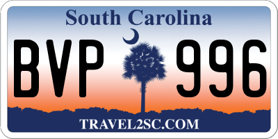 SC license plate BVP996
