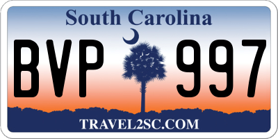 SC license plate BVP997