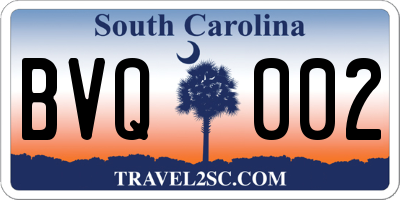SC license plate BVQ002