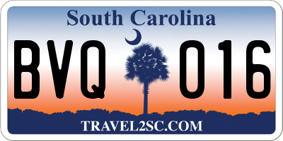 SC license plate BVQ016