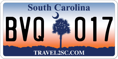 SC license plate BVQ017