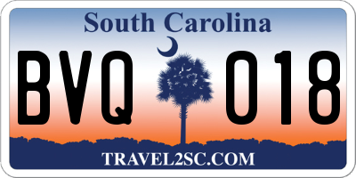 SC license plate BVQ018