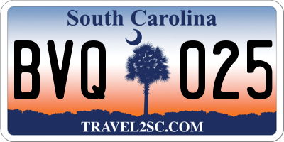 SC license plate BVQ025