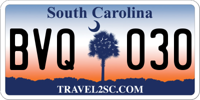 SC license plate BVQ030