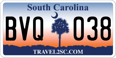 SC license plate BVQ038