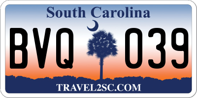 SC license plate BVQ039