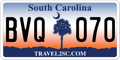SC license plate BVQ070