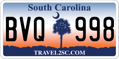 SC license plate BVQ998