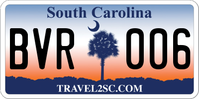 SC license plate BVR006