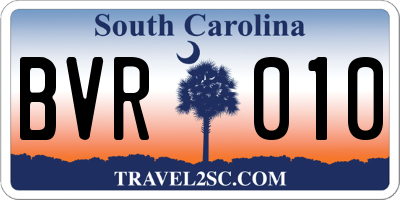 SC license plate BVR010