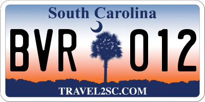 SC license plate BVR012