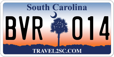 SC license plate BVR014