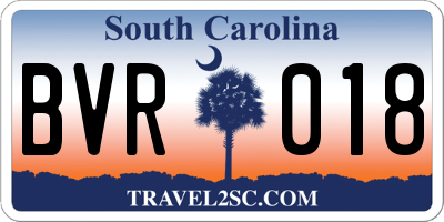 SC license plate BVR018