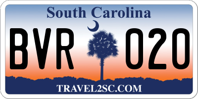 SC license plate BVR020