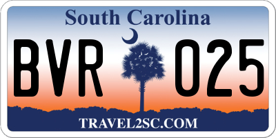 SC license plate BVR025