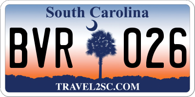 SC license plate BVR026