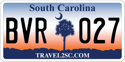 SC license plate BVR027