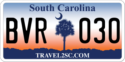 SC license plate BVR030