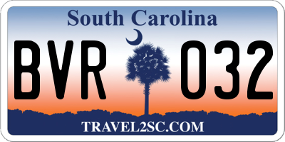 SC license plate BVR032