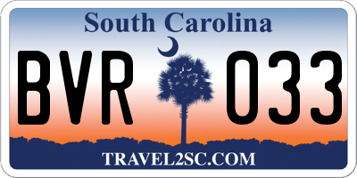 SC license plate BVR033