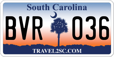 SC license plate BVR036