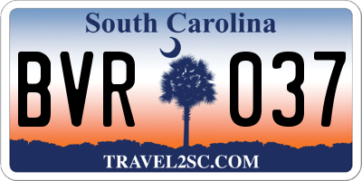 SC license plate BVR037