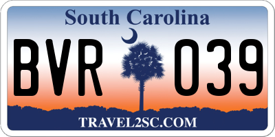 SC license plate BVR039
