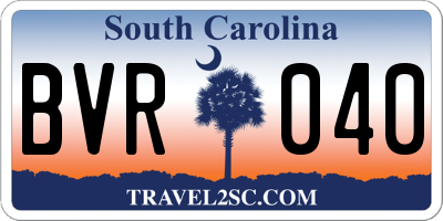 SC license plate BVR040