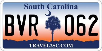 SC license plate BVR062