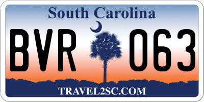 SC license plate BVR063