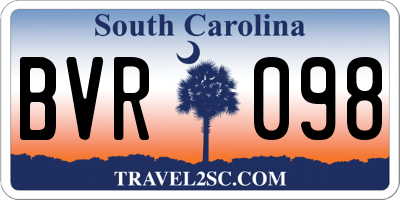 SC license plate BVR098