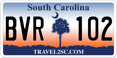 SC license plate BVR102