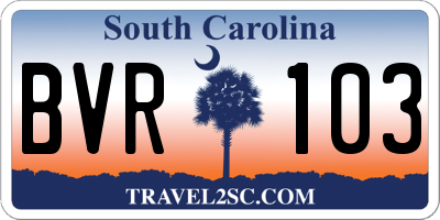 SC license plate BVR103