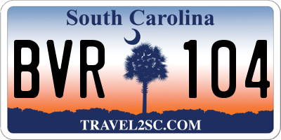 SC license plate BVR104