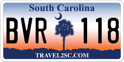 SC license plate BVR118