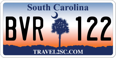 SC license plate BVR122