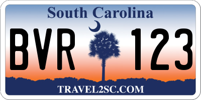 SC license plate BVR123
